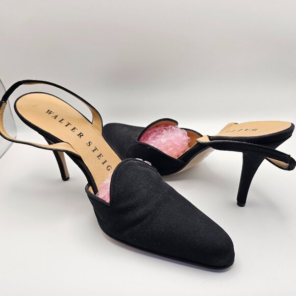 Walter Steiger Women’s Italian Black Slingback Heels – Size 7 - Picture 5 of 8